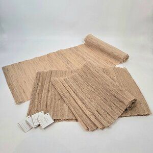 Pottery Barn 8 Woven Nubby Placemats and Table Runner Lot Hemp Natural Fibers